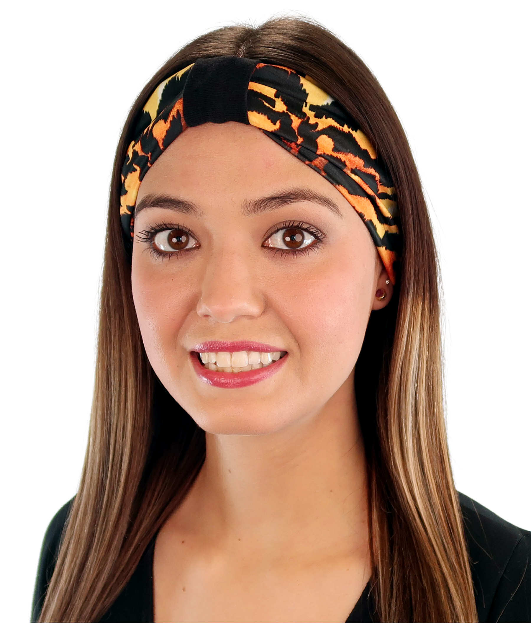 Reversible Stretch Headband – Stylish, Comfortable &amp; USA-Made -  Tiger Pelt - Stretch Headbands - Sparkling EARTH