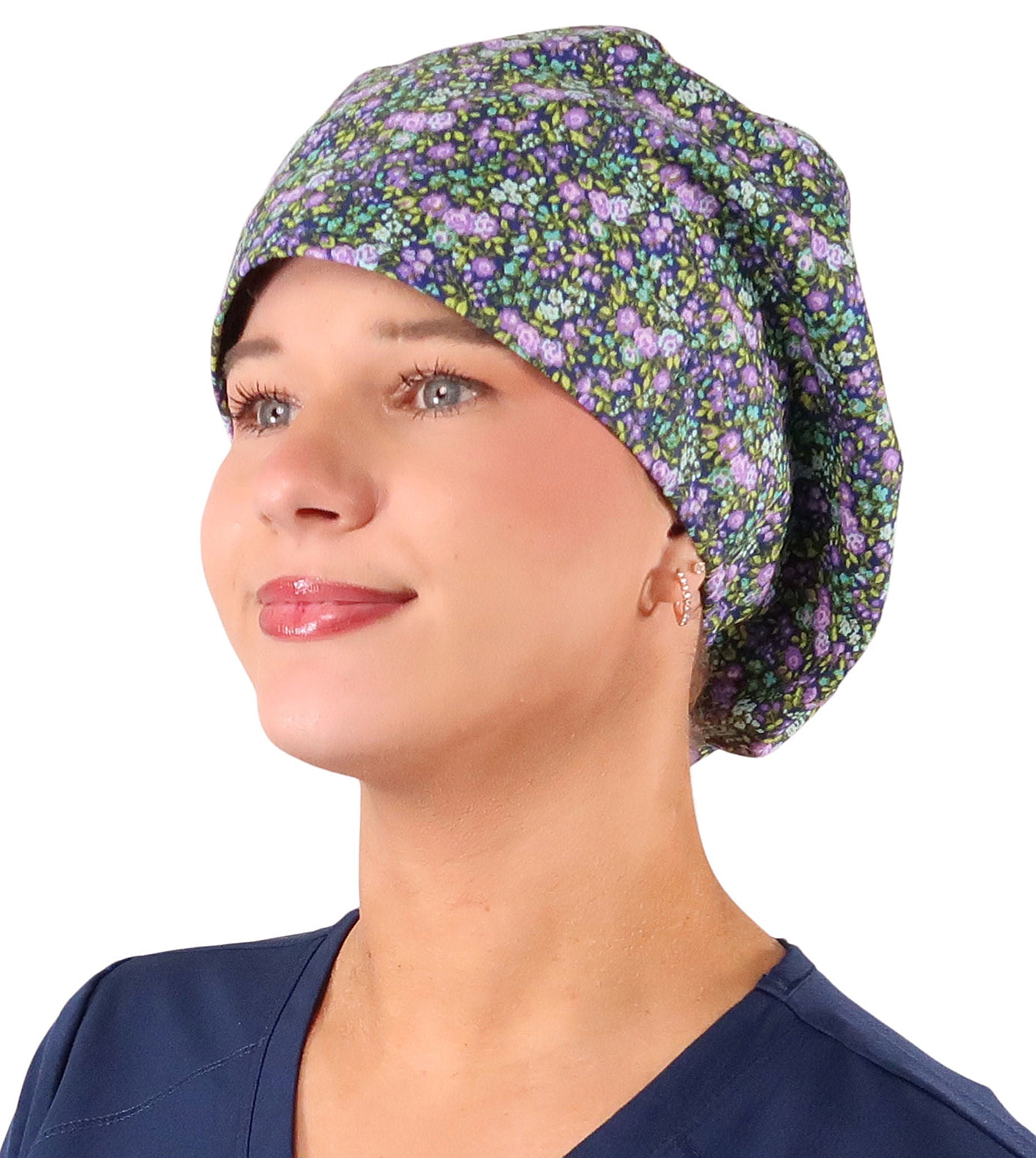Euro Style Riley Comfort Scrub Cap - American Made - Lovely Lavender Flowers Riley Comfort Scrub Caps