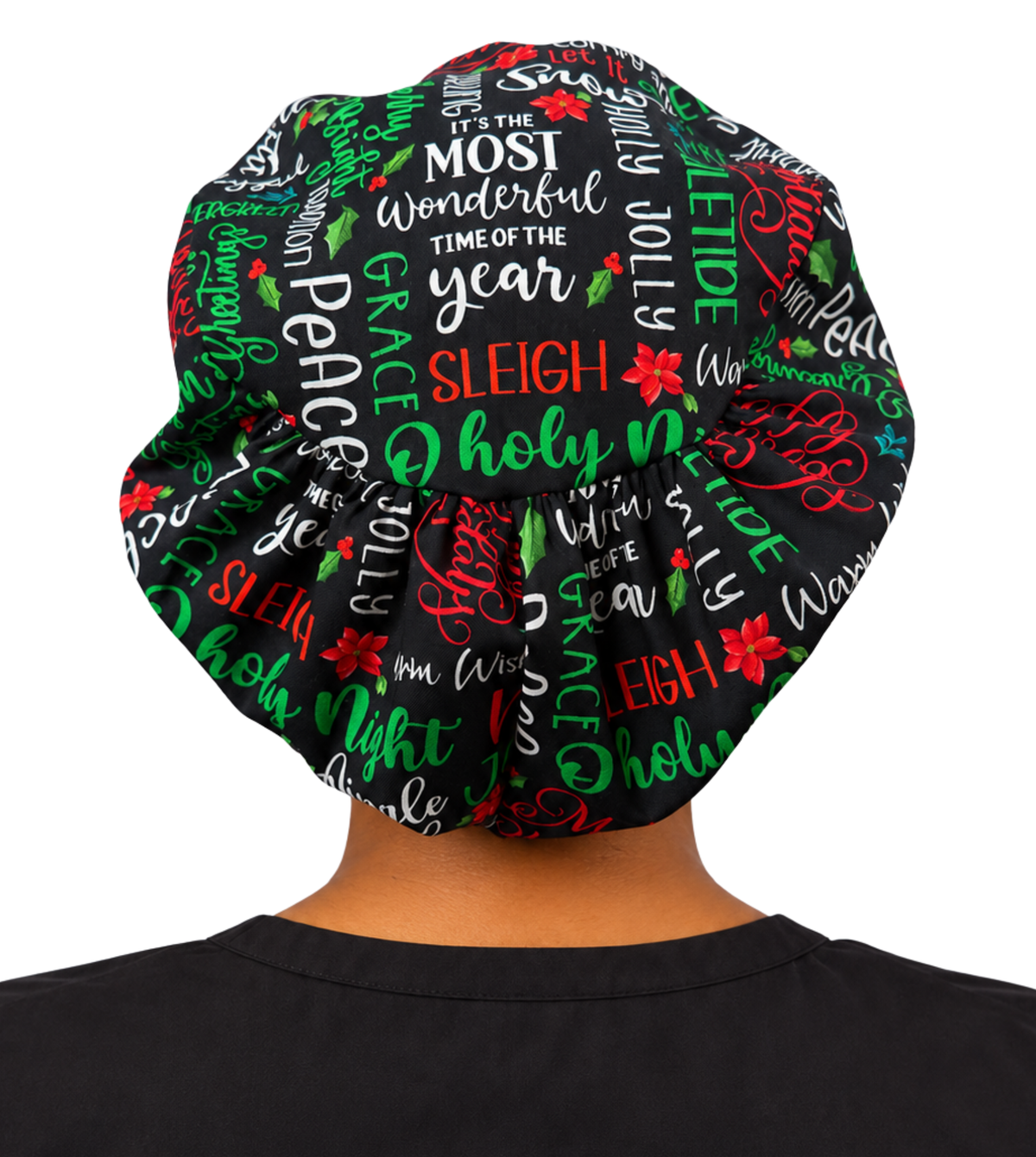 Riley Comfort Scrub Cap - Holly Jolly Words (Holiday)