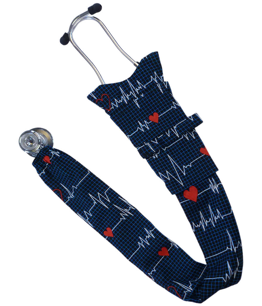 Stethoscope Cover – Stylish Durable & Made in USA - Heartbeats on Navy Stethoscope Covers