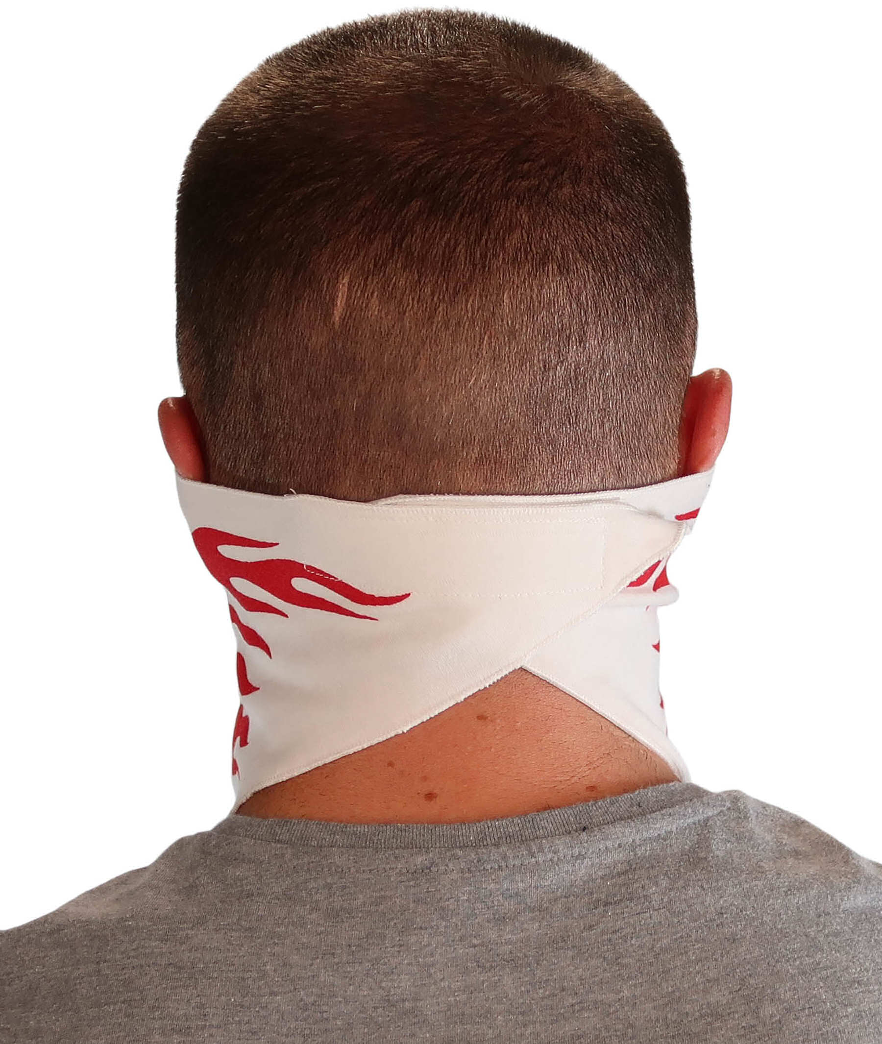 Cotton Biker Tri-Danna Face Mask: Style Comfort and Protection - Skull Jaw with Red Flames Tri-Danna Masks