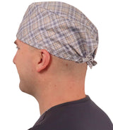 Surgical Scrub Cap - Grey & Tan Rad Plaid