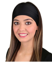 Stretch Headband - Solid Black Spandex