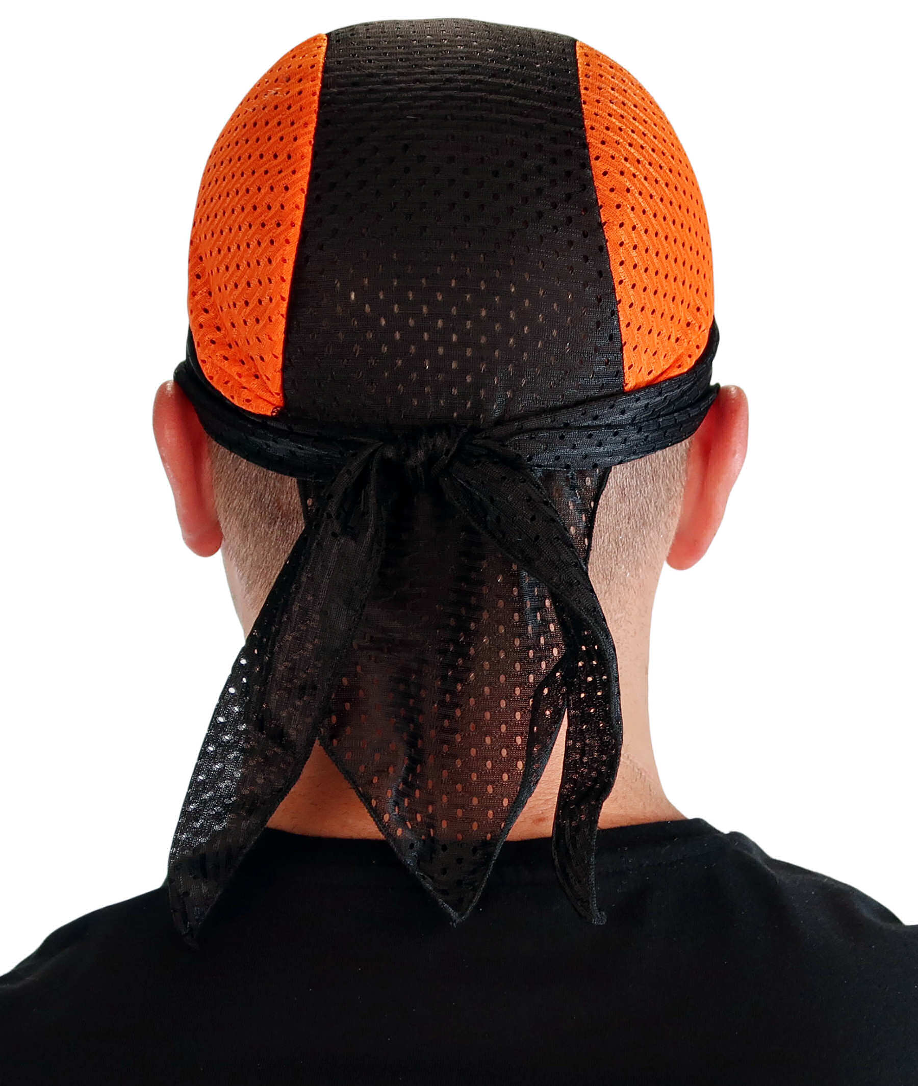 Air Flow Skull Caps - Ultimate Comfort Ventilation and Breathability - Orange and Black Stretch Mesh Skull Caps