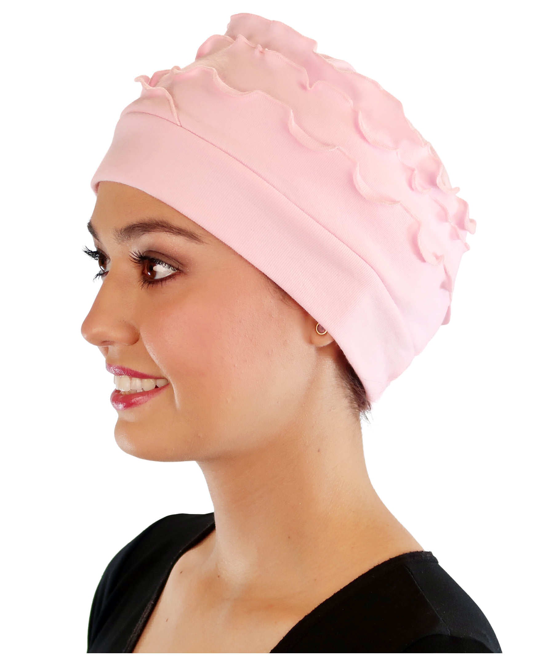 Sofia Ruffle Comfort Caps - Soft Stylish & Fashionable - American Made - Pink Comfort Caps