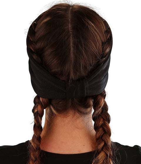 Embellished Reversible Stretch Headband – Stylish, Comfortable & USA-Made -  Black Headband with Dark Pink Fancy Crazy Bitch Rhinestud Design