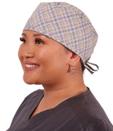 Surgical Scrub Cap - Grey & Tan Rad Plaid