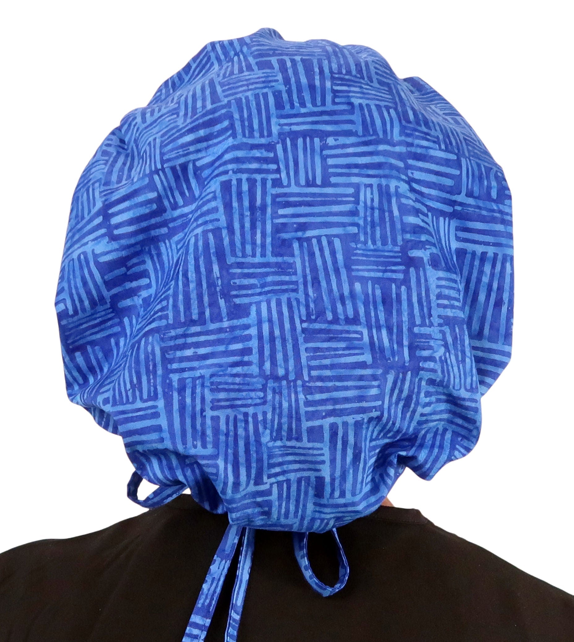 Stylish American Made Banded Bouffant Ponytail Scrub Cap - Dream Me Blues Banded Bouffant Surgical Scrub Caps
