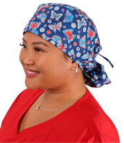 Big Hair Scrub Cap - All American Butterflies