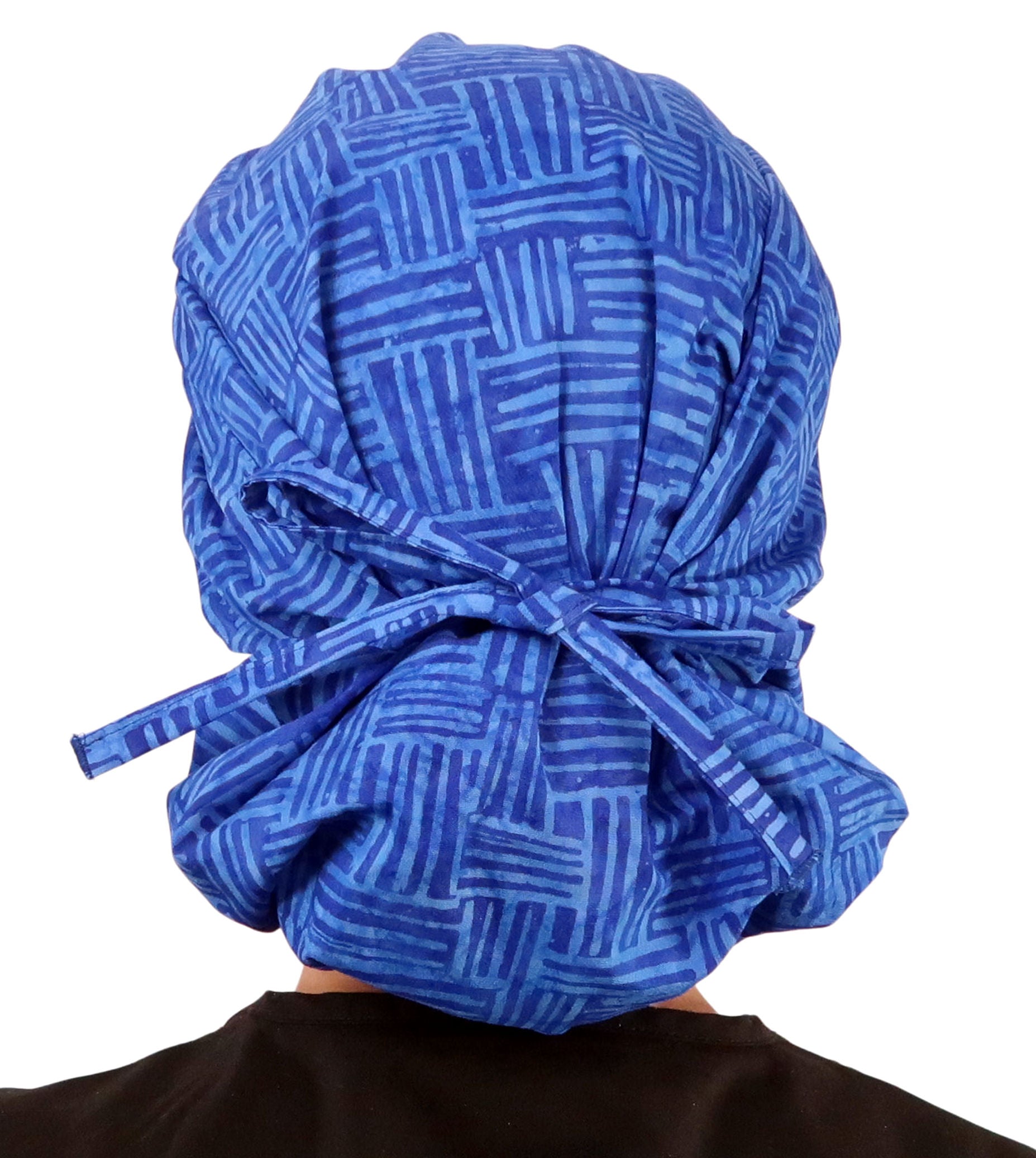 Stylish American Made Banded Bouffant Ponytail Scrub Cap - Dream Me Blues Banded Bouffant Surgical Scrub Caps