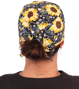 Surgical Scrub Cap - Sunflowers on Black