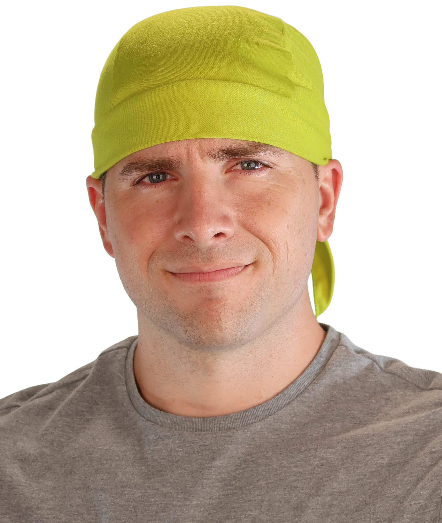 Grand Extra Deep Stretch Skull Cap - Stretchy Sweatband-Free Made in USA - Solid Lime Green Grand Stretch Skull Caps