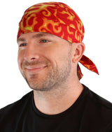 Classic Skull Cap - Liquid Orange Flames on Red