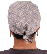 Surgical Scrub Cap - Grey & Tan Rad Plaid