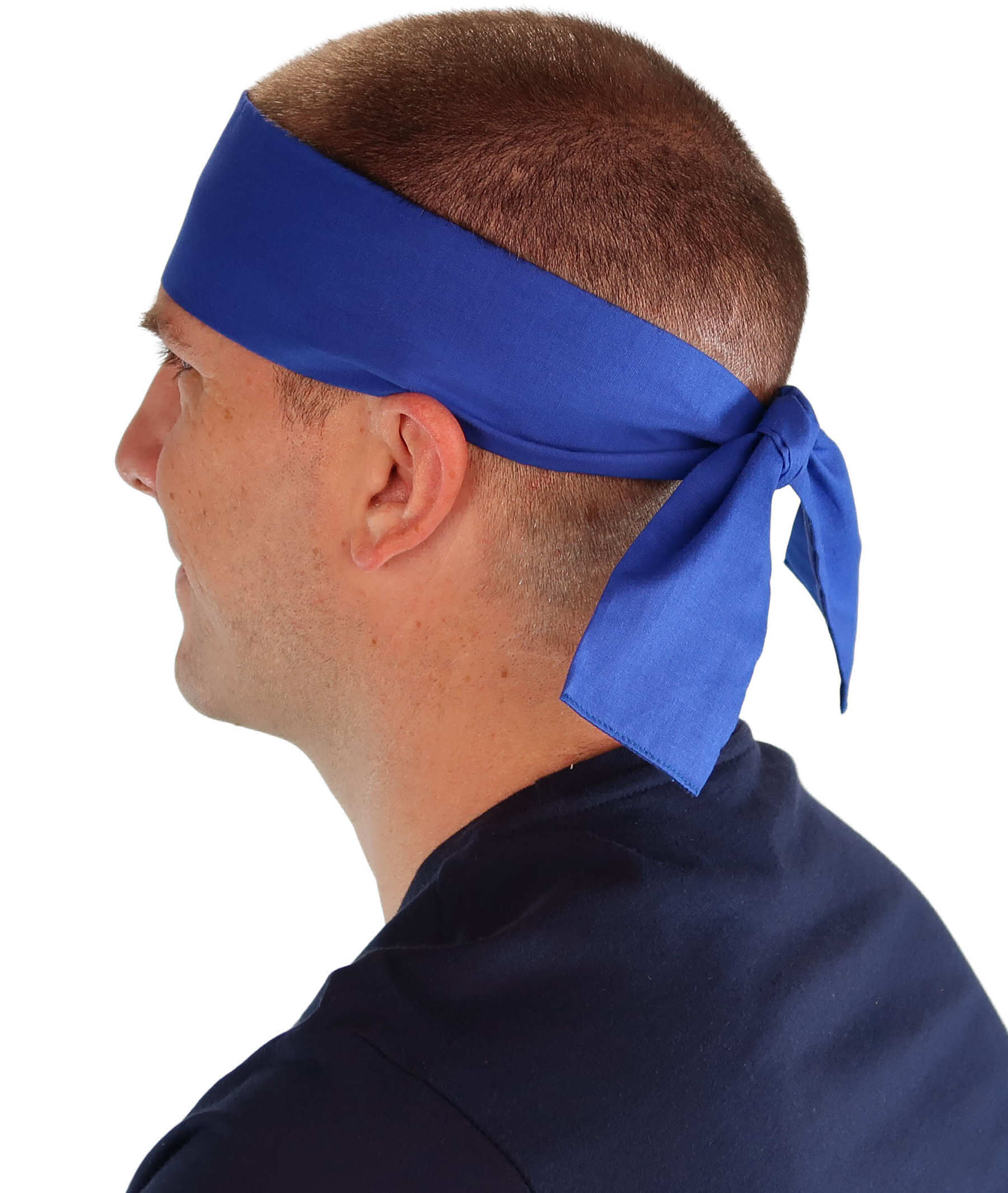 Adjustable Double Sided Martial Arts Headband with Squared Ends - Made in USA - Royal Blue - Martial Arts Headbands - Sparkling EARTH