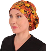 Riley Comfort Scrub Cap - Metallic Autumn Leaves