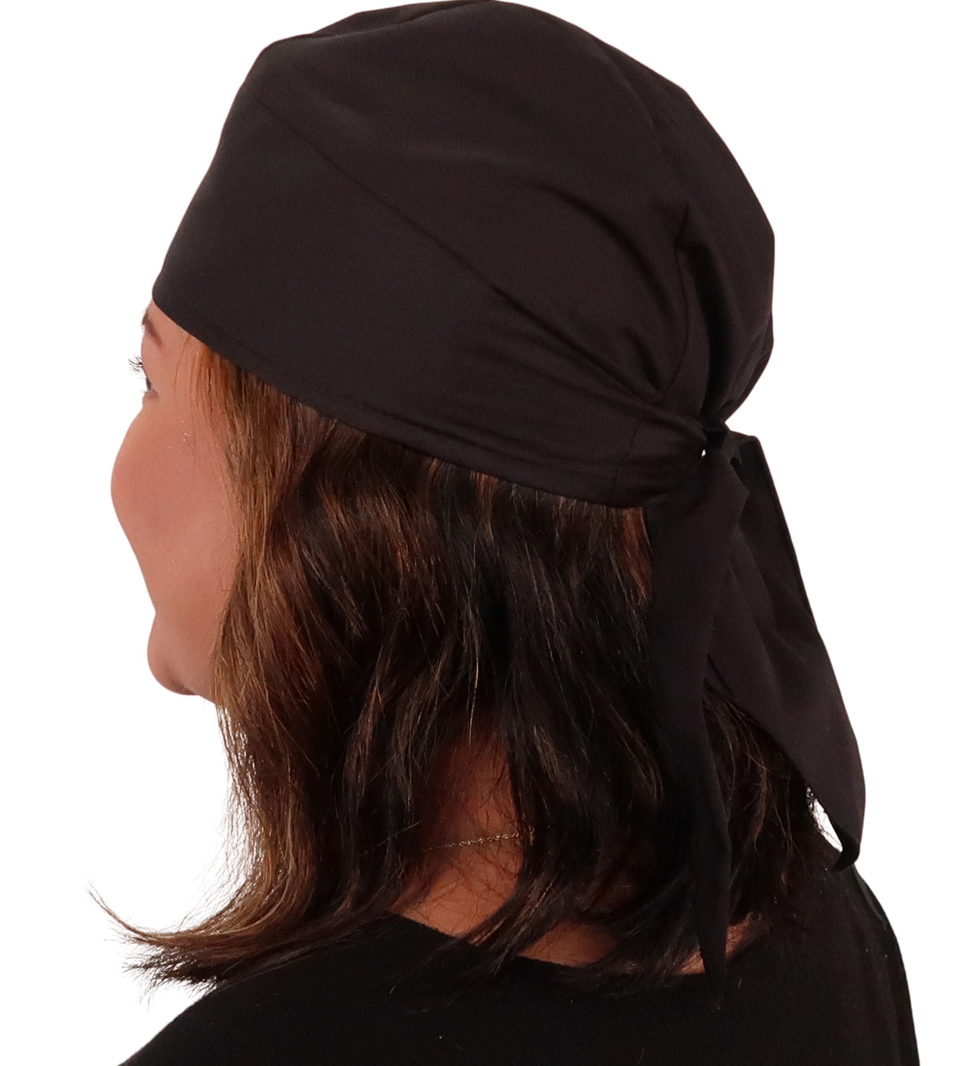 Embellished Deluxe Extra Deep Skull Cap – Terry Sweatband, Adjustable Fit - USA Made - Dark Pink Biker Babe Rhinestuds on Black - Deluxe Skull Caps - Sparkling EARTH
