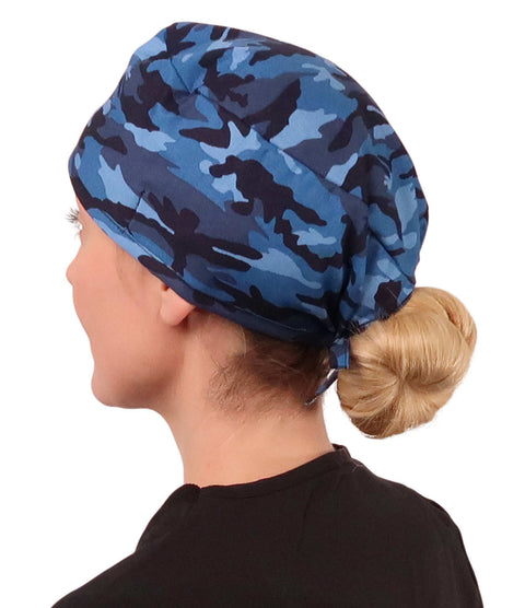 Surgical Scrub Cap - Dark Blue Camo