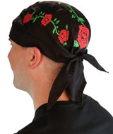 Classic Skull Cap - Red Roses on Black