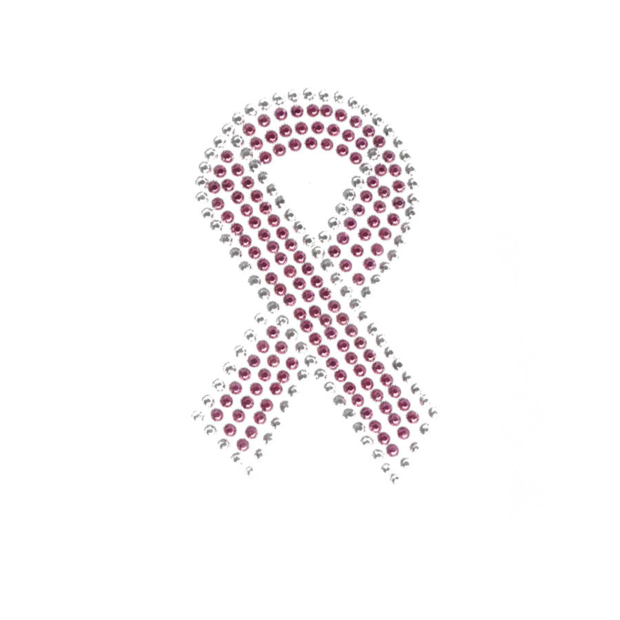 Embellished Reversible Stretch Headband – Stylish Comfortable & USA-Made - Black Headband with Pink Ribbon Rhinestud