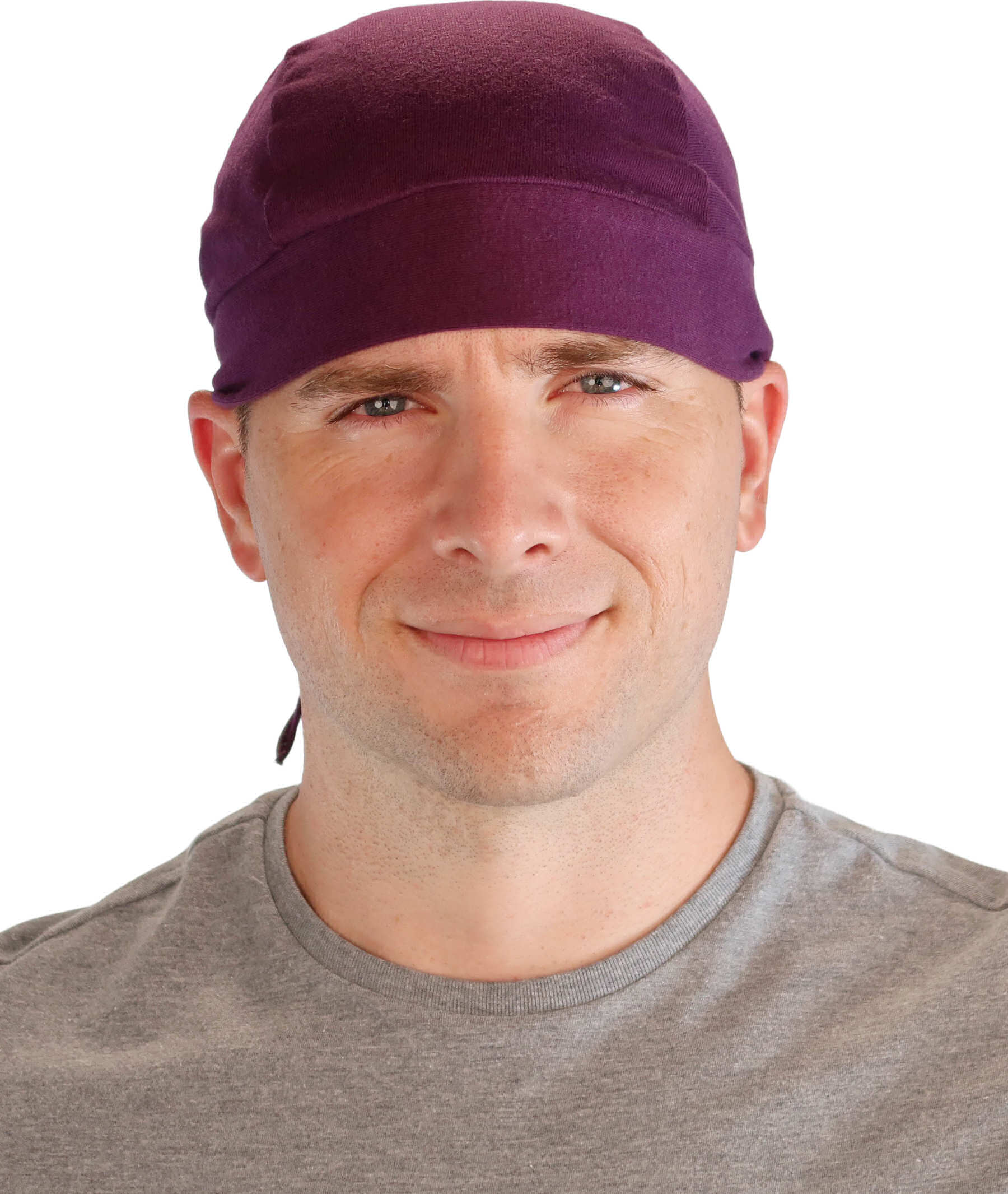 Grand Extra Deep Stretch Skull Cap - Stretchy Sweatband-Free Made in USA - Solid Plum Grand Stretch Skull Caps