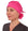Front Facing Tied View of a Woman Wearing a Tied Back Banded Bouffant Ponytail Surgical Scrub Cap - Solid Hot Pink Fabric