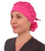 Front Facing Tied View of a Woman Wearing a Tied Back Banded Bouffant Ponytail Surgical Scrub Cap - Solid Hot Pink Fabric
