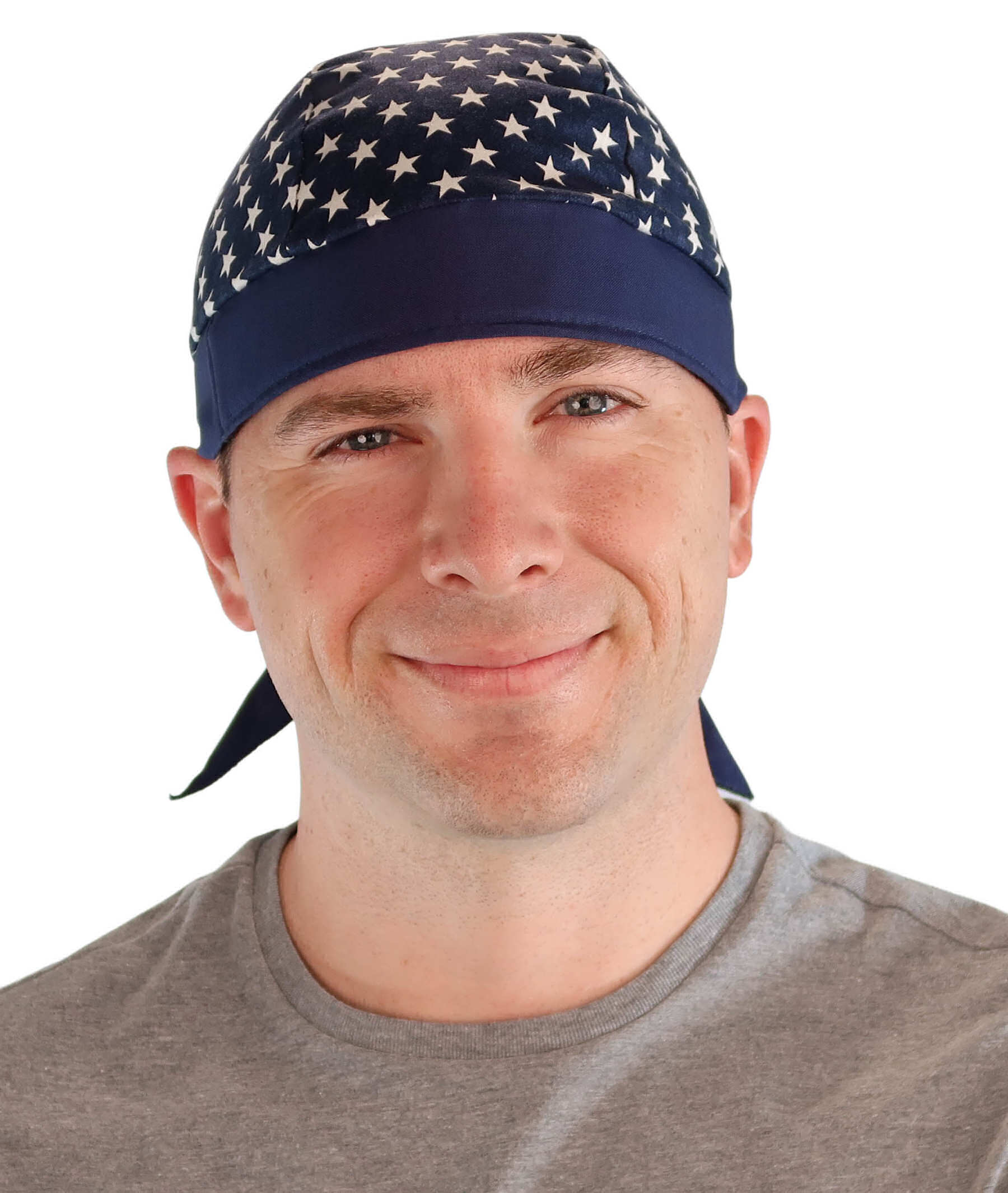 Breathable Cotton Skull Caps: Perfect for Any Activity - Navy Blue with Stars and Navy Band Classic Skull Caps