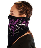 Tri Danna Mask - Purple Butterflies on Black