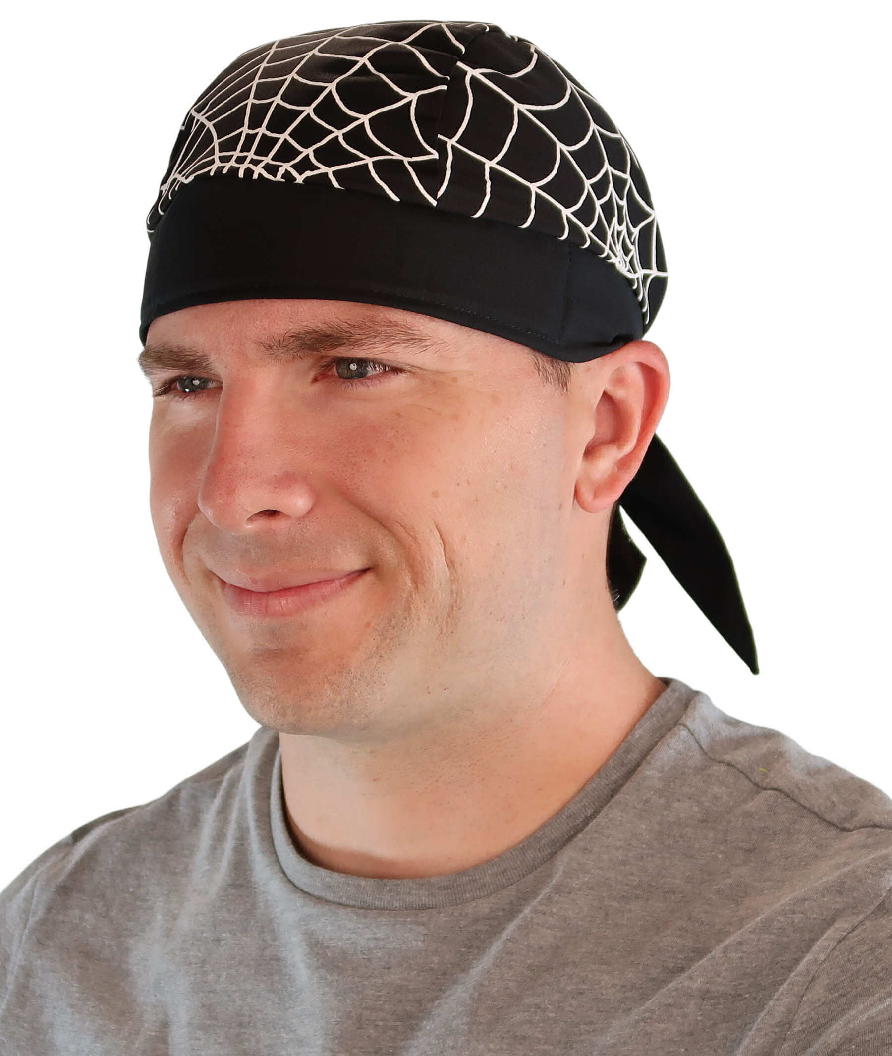 Breathable Cotton Skull Caps White Spider Webs Classic Skull Caps