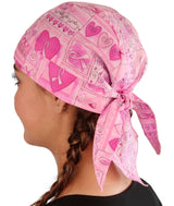 Classic Skull Cap - Pink Ribbon Squares