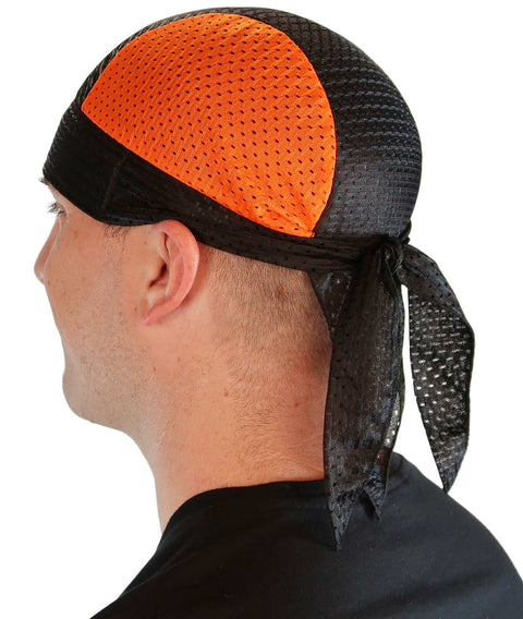 Air Flow Skull Caps – Ultimate Comfort, Ventilation, and Breathability - Orange and Black - Stretch Mesh Skull Caps - Sparkling EARTH