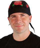 Classic Skull Cap - Red Roses on Black