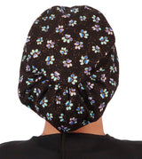Euro Style Riley Comfort Scrub Cap - American Made - Magical Metallic Paw Print on Black