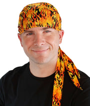 Nomad 10 Skull Cap - Raw Orange and Yellow Flames