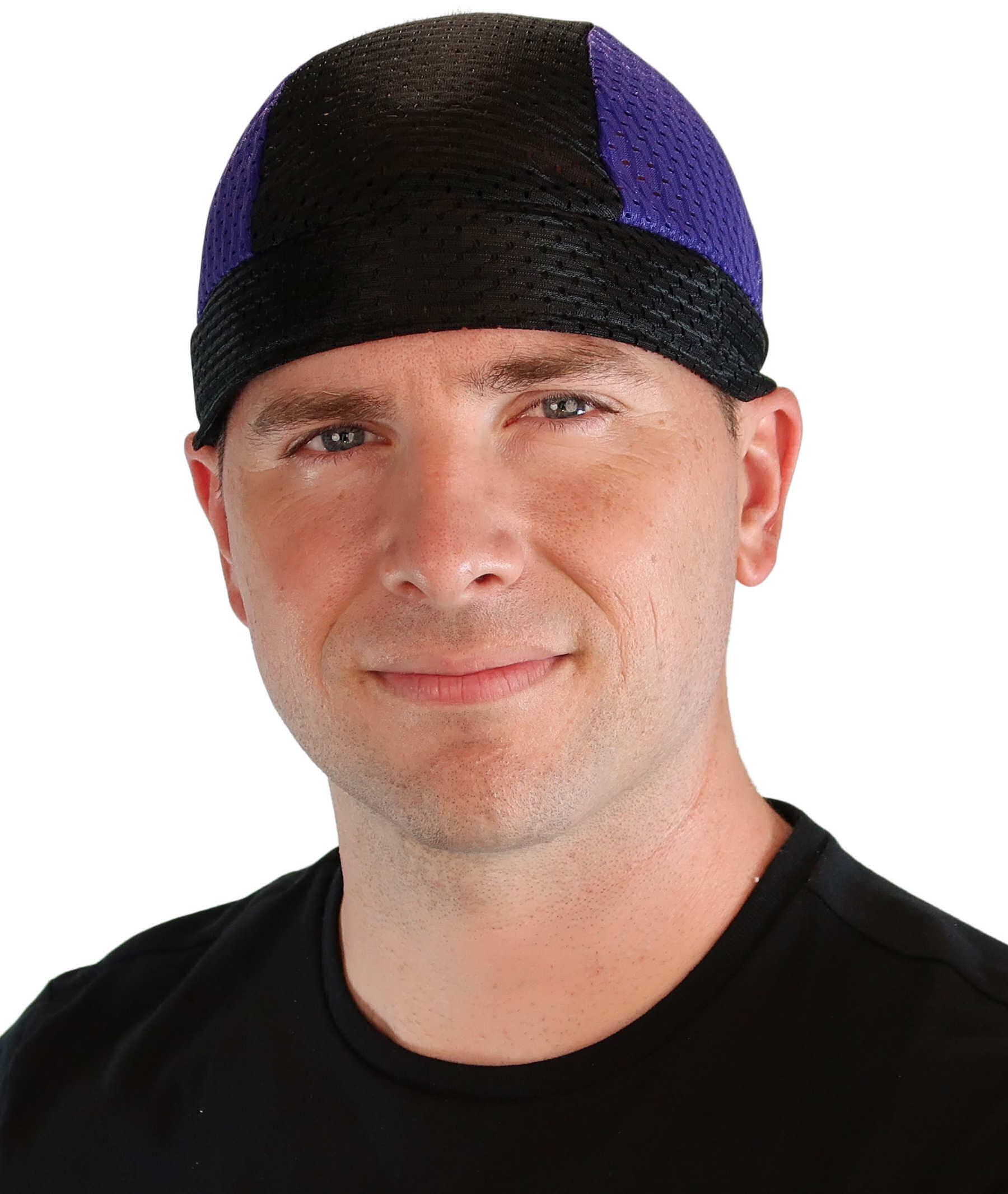 Air Flow Skull Caps - Ultimate Comfort Ventilation and Breathability - Purple and Black Stretch Mesh Skull Caps