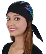 Classic Skull Cap - Green and Blue Flames