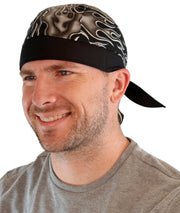 Classic Skull Cap - Grey Hot Rod Flames