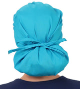 Stylish American Made Banded Bouffant Ponytail Scrub Cap - Solid Turquoise