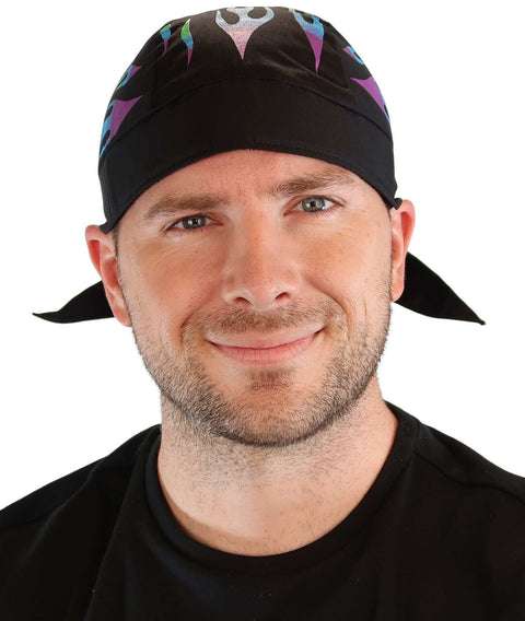 Breathable Cotton Skull Caps - Green and Blue Flames - Classic Skull Caps - Sparkling EARTH