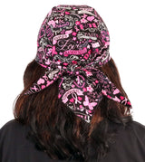 Skull Cap - Pink Ribbon Collage on Black