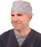 Surgical Scrub Cap - Grey & Tan Rad Plaid