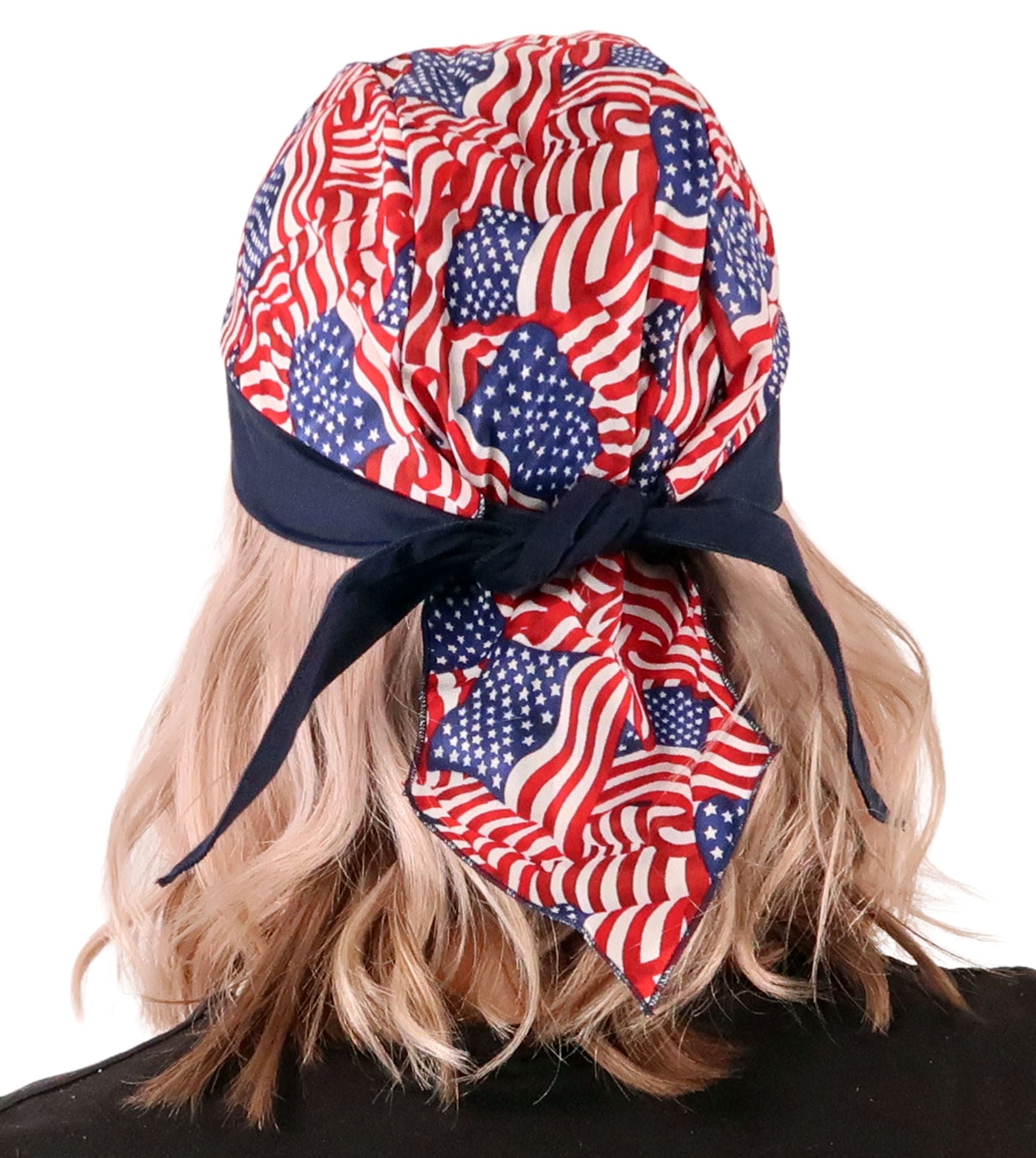 Breathable Cotton Skull Caps: Perfect for Any Activity - Small Tossed US Flag with Navy Band Classic Skull Caps