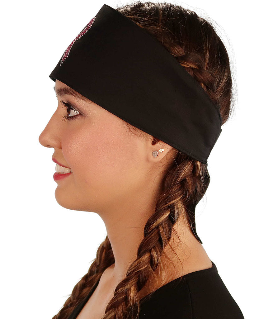 Embellished Chop Top Doo Wrap – Bold Biker Bandana with Exclusive Bling - Black Chop Top with Pink Ribbon