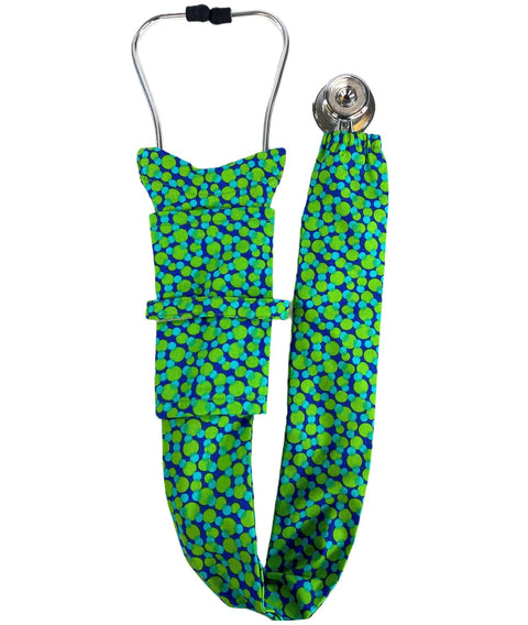 Stethoscope Cover - Lime & Turquoise Dots on Royal - Stethoscope Covers - Sparkling EARTH