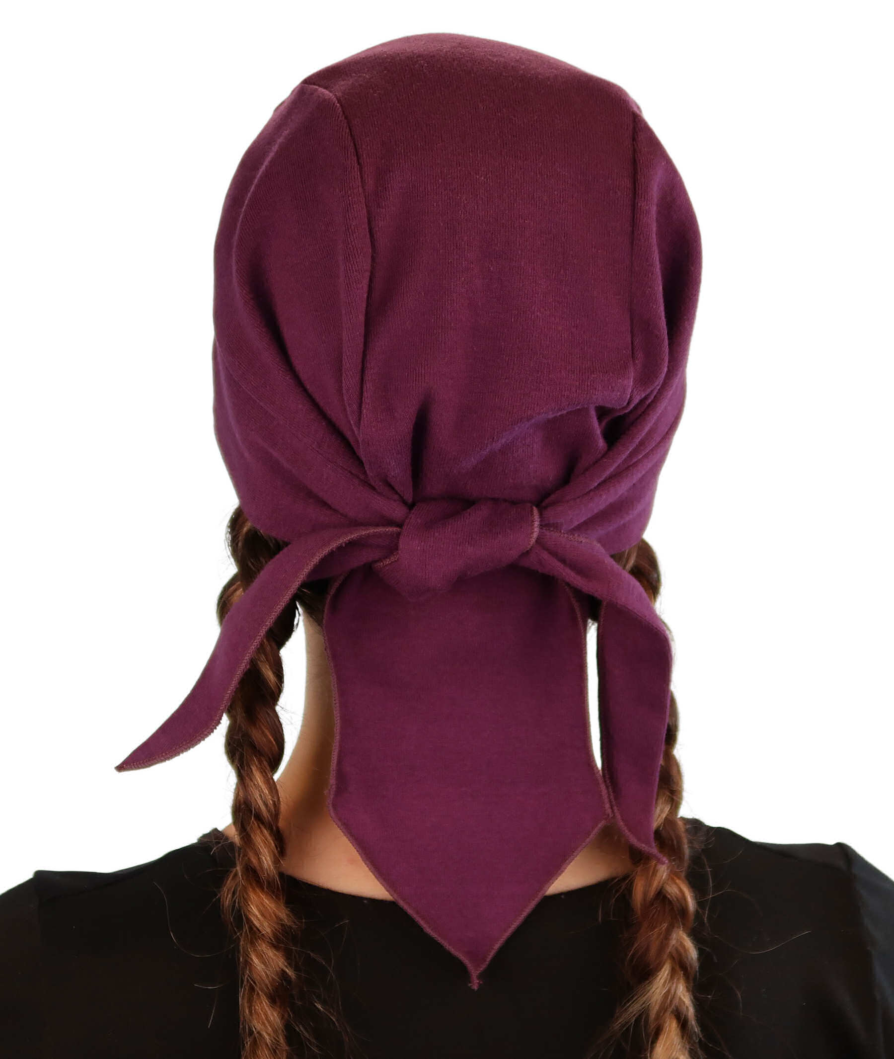 Grand Extra Deep Stretch Skull Cap - Stretchy Sweatband-Free Made in USA - Solid Plum Grand Stretch Skull Caps