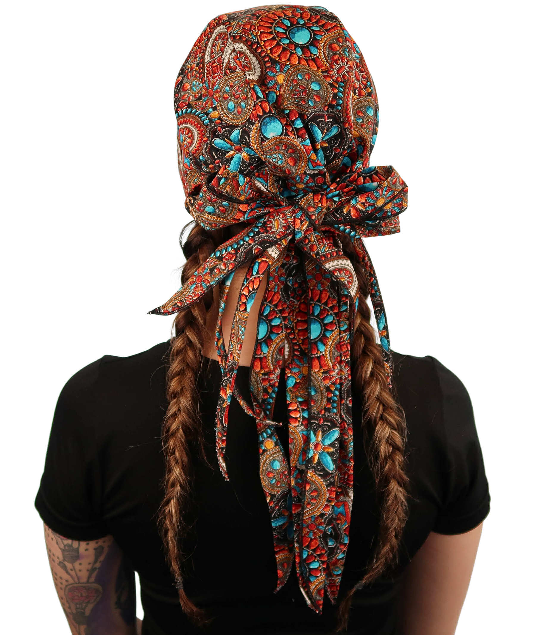 Bold Nicole Nomad 10 Skull Cap - Stylish for Bikers and Hair Loss - USA Made - Indian Jewelry Coral Nomad 10 Skull Caps