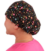 Riley Comfort Surgical Cap - Wildflower Wonders on Black