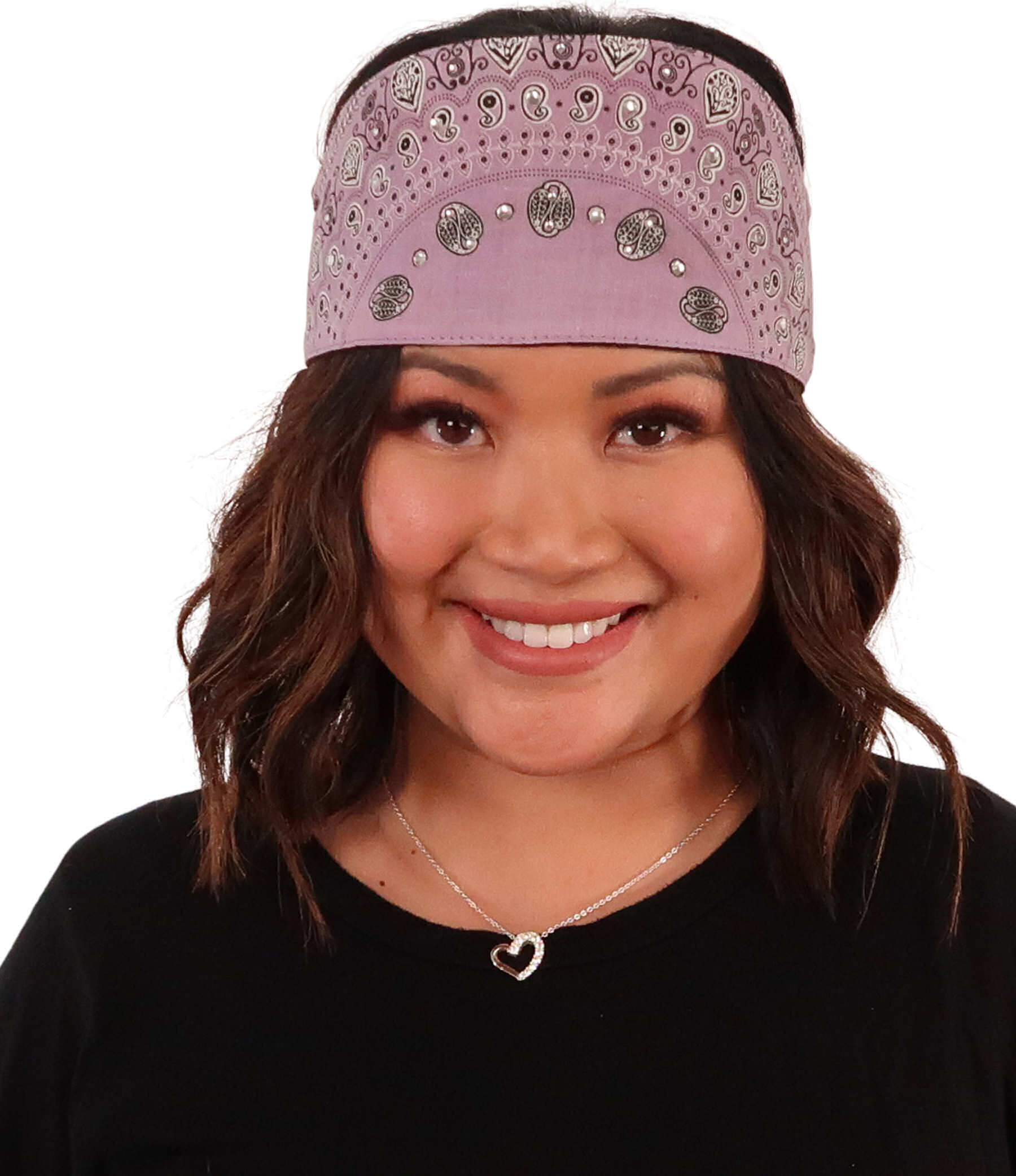 Chop Top Doo Wrap – Bold Biker Fashion Bandana with Lightweight Fit - Paisley Lavender with Rhinestones Imported Chop