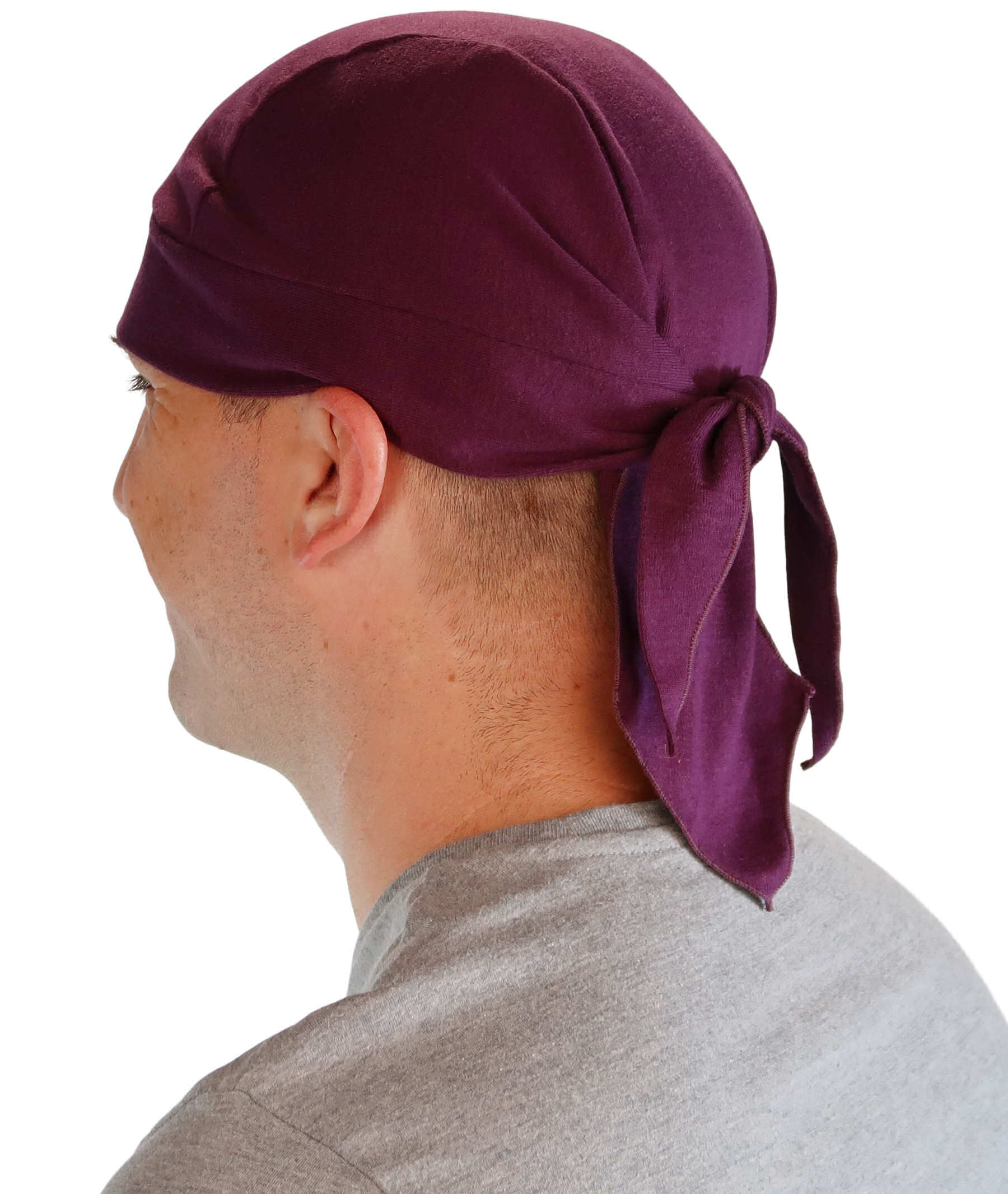 Grand Extra Deep Stretch Skull Cap - Stretchy Sweatband-Free Made in USA - Solid Plum Grand Stretch Skull Caps